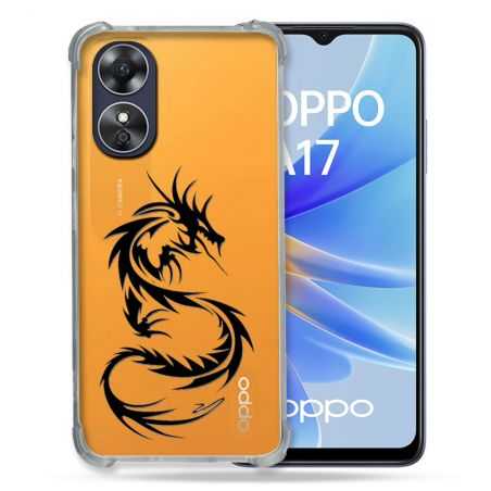 Coque Renforcée Transparente Pour Oppo A17 Dragon Noir