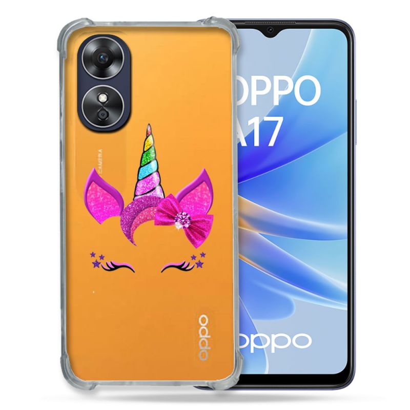 Coque Renforcée Transparente Pour Oppo A17 Licorne Paillette