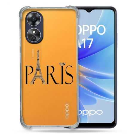 Coque Renforcée Transparente Pour Oppo A17 Paris Noir