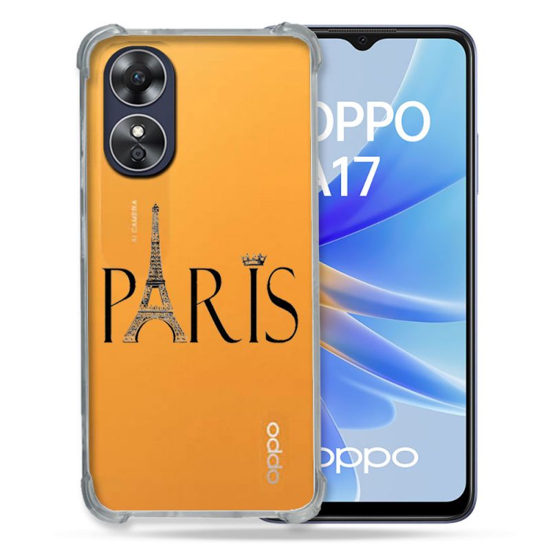Coque Renforcée Transparente Pour Oppo A17 Paris Noir