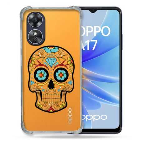 Coque Renforcée Transparente Pour Oppo A17 Tete Mort Color
