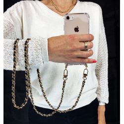 Coque Renforcée Transparente Pour Oppo A17 avec Lanière / Bandoulière / Cordon Chaine suspendue Noir