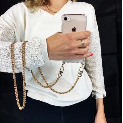 Coque Renforcée Transparente Pour Oppo A17 avec Lanière / Bandoulière / Cordon Metal Serpent Or