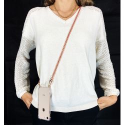 Coque Renforcée Transparente Pour Oppo A17 avec Lanière / Bandoulière / Cordon Metal Serpent Rose