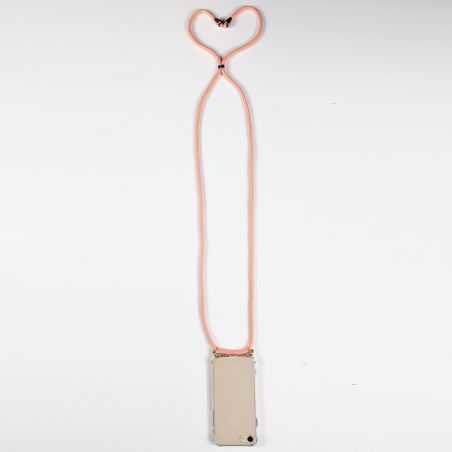 Coque Renforcée Transparente Pour Oppo A17 avec Lanière / Bandoulière Cordon Rose