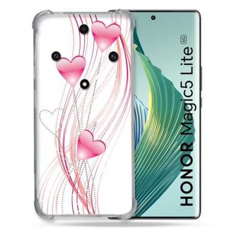 Coque Renforcée Pour Honor Magic 5 Lite Amour Coeur Rose Montant sur Blanc