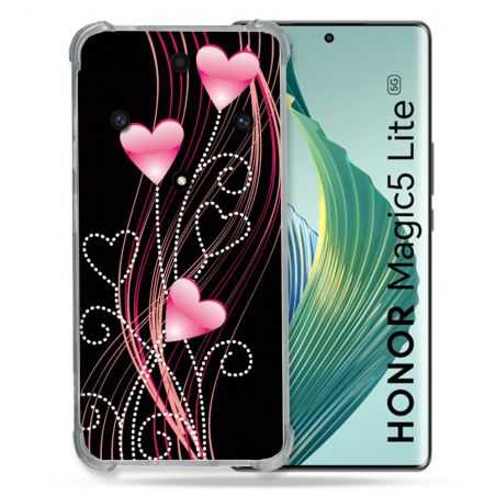 Coque Renforcée Pour Honor Magic 5 Lite Amour Coeur Rose Montant sur Noir