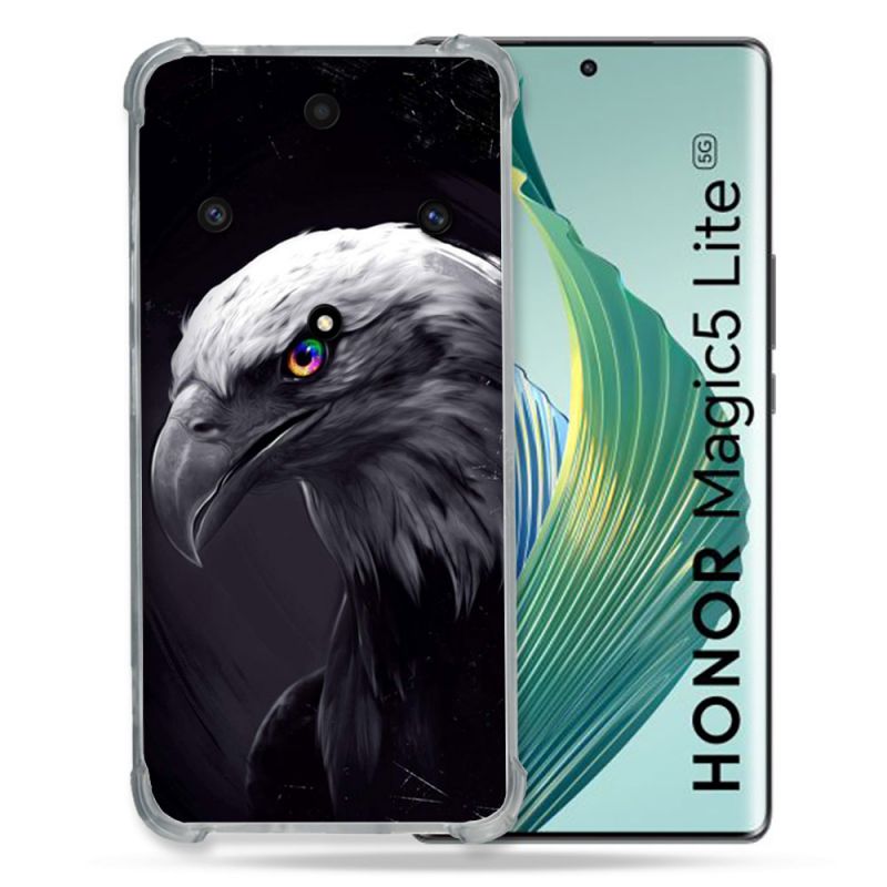 Coque Renforcée Pour Honor Magic 5 Lite Animal Aigle Royal Noir