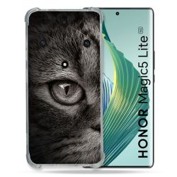 Coque Renforcée Pour Honor Magic 5 Lite Animal Chat Gris