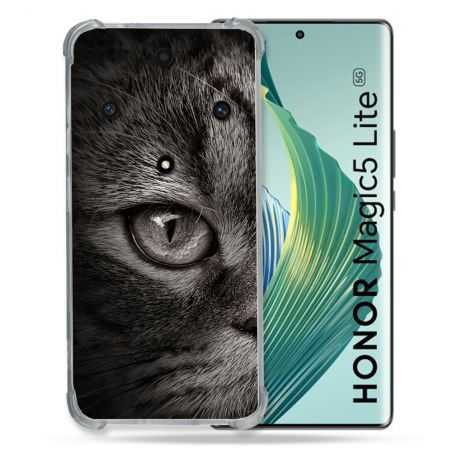 Coque Renforcée Pour Honor Magic 5 Lite Animal Chat Gris