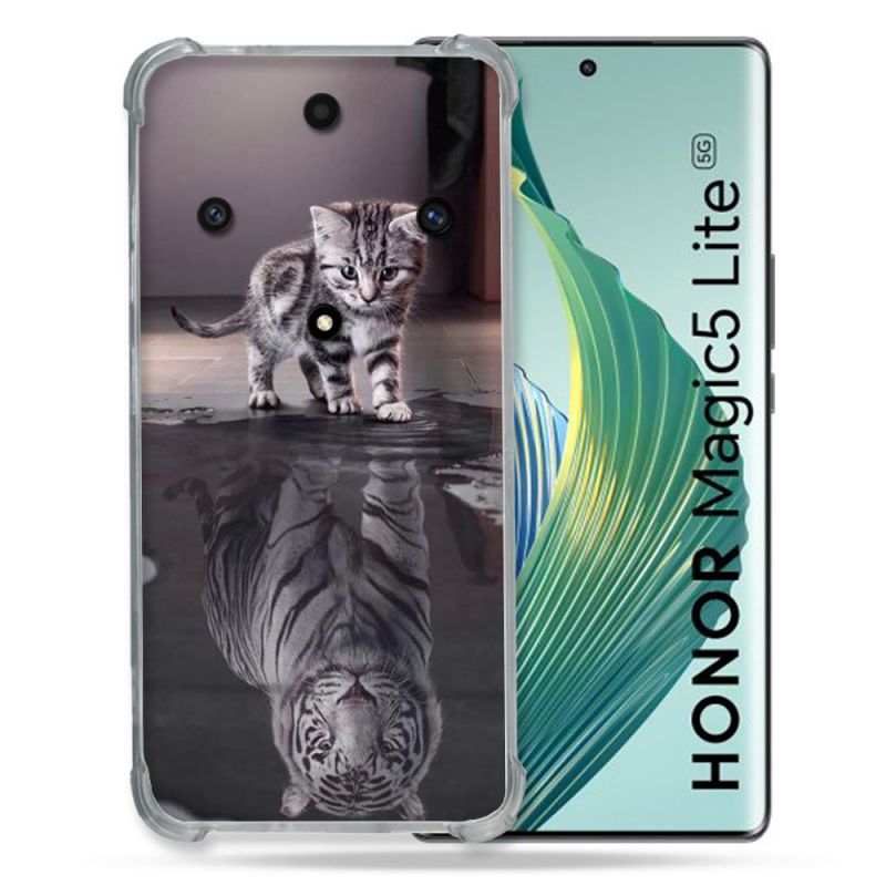 Coque Renforcée Pour Honor Magic 5 Lite Animal Chat Reflet