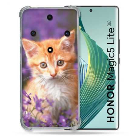 Coque Renforcée Pour Honor Magic 5 Lite Animal Chat Violet