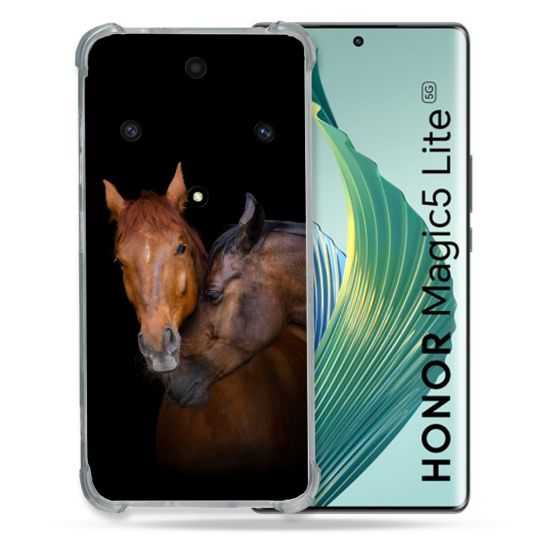 Coque Renforcée Pour Honor Magic 5 Lite Animal Cheval Marron