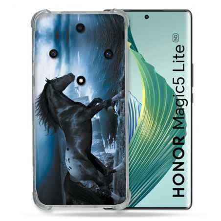 Coque Renforcée Pour Honor Magic 5 Lite Animal Cheval Noir