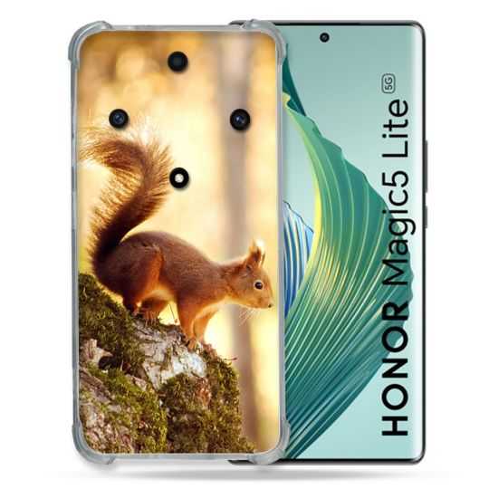Coque Renforcée Pour Honor Magic 5 Lite Animal Ecureuil Bois