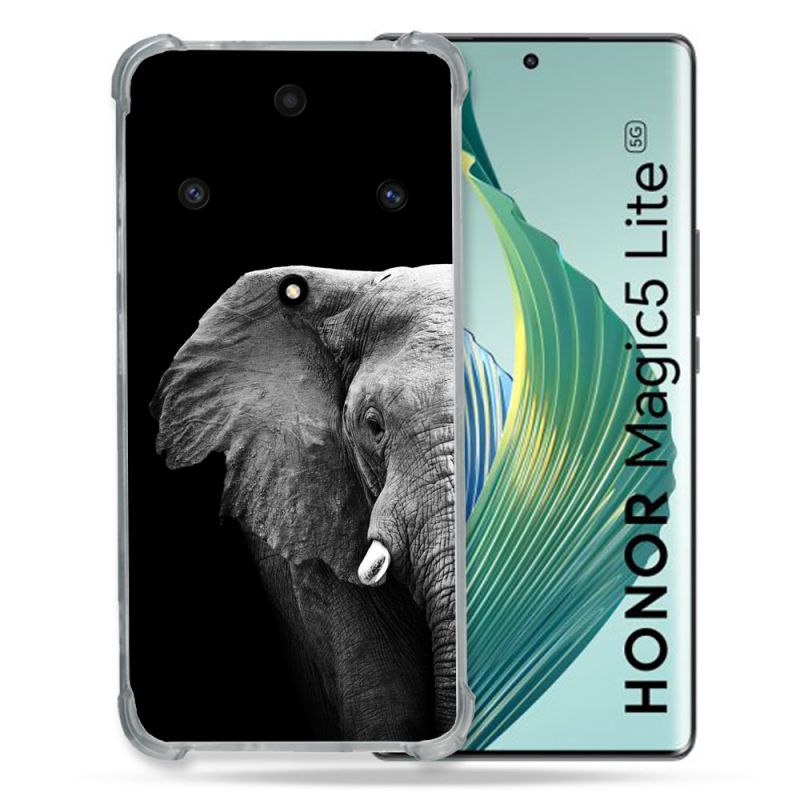 Coque Renforcée Pour Honor Magic 5 Lite Animal Elephant Noir