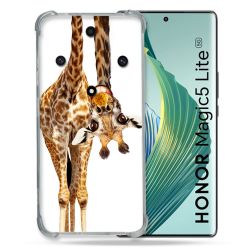 Coque Renforcée Pour Honor Magic 5 Lite Animal Girafe Blanche