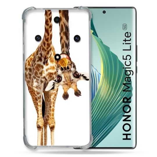 Coque Renforcée Pour Honor Magic 5 Lite Animal Girafe Blanche