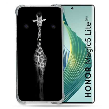Coque Renforcée Pour Honor Magic 5 Lite Animal Girafe Noire