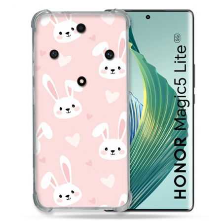 Coque Renforcée Pour Honor Magic 5 Lite Animal Lapin Rose