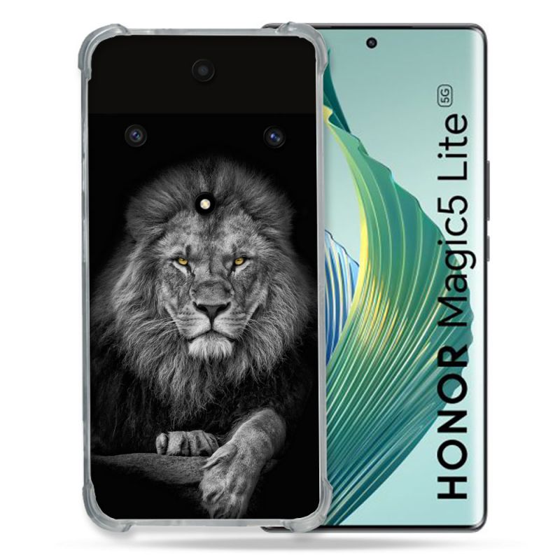 Coque Renforcée Pour Honor Magic 5 Lite Animal Lion Majestueux