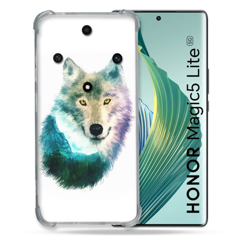 Coque Renforcée Pour Honor Magic 5 Lite Animal Loup Montagne