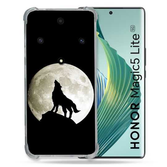 Coque Renforcée Pour Honor Magic 5 Lite Animal Loup Noir
