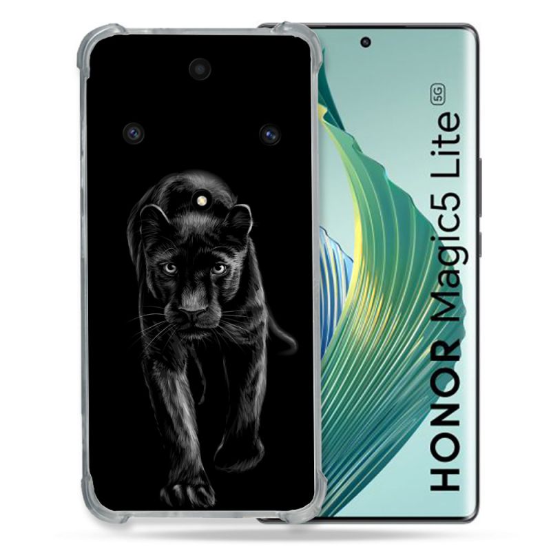Coque Renforcée Pour Honor Magic 5 Lite Animal Panthère Noire