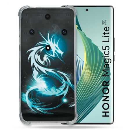 Coque Renforcée Pour Honor Magic 5 Lite Fantastique Dragon Bleu