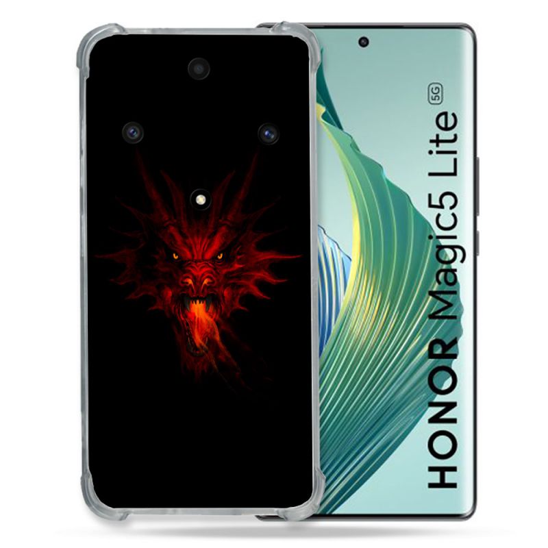 Coque Renforcée Pour Honor Magic 5 Lite Fantastique Dragon Feu