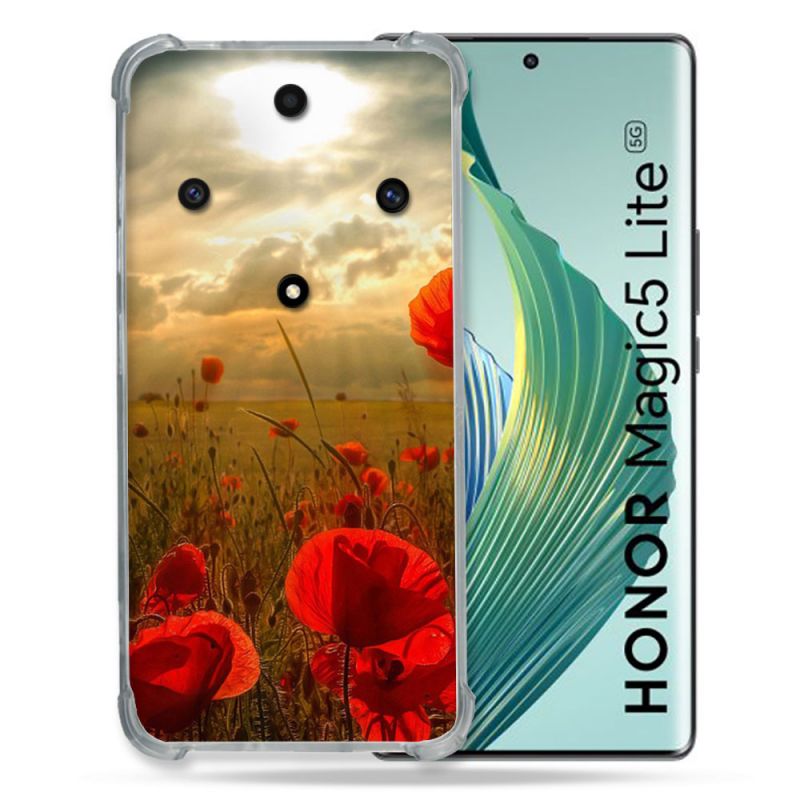 Coque Renforcée Pour Honor Magic 5 Lite Fleur Coquelicot