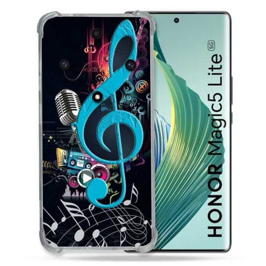 Coque Renforcée Pour Honor Magic 5 Lite Musique Cle Sol Bleu