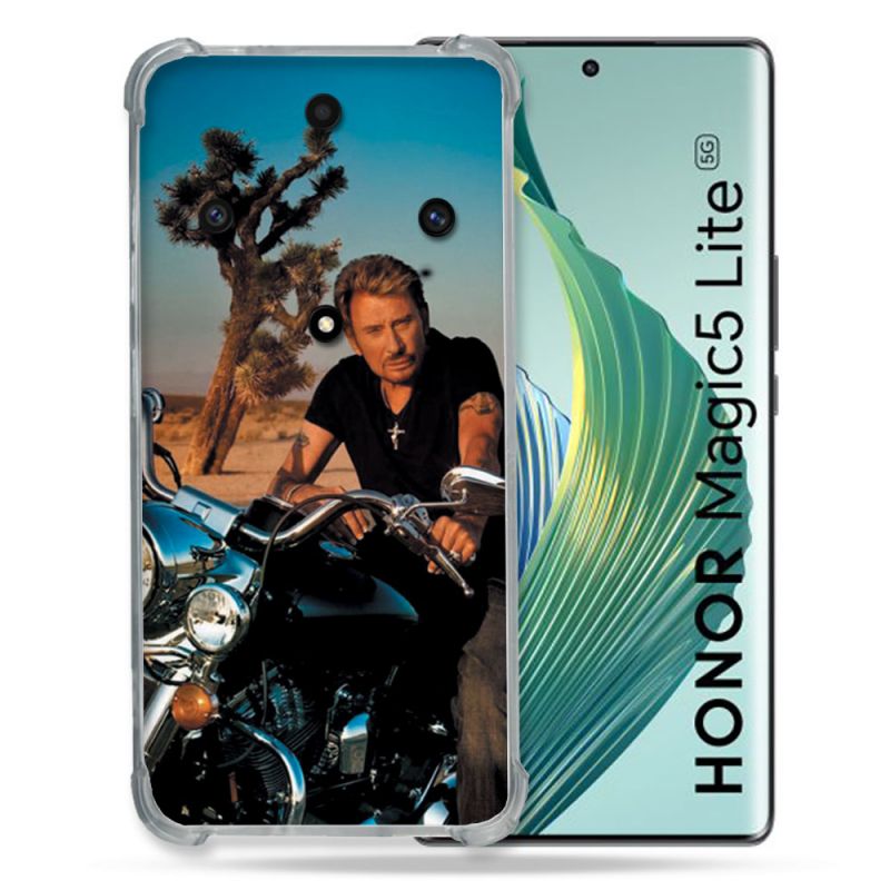 Coque Renforcée Pour Honor Magic 5 Lite Musique Johnny Hallyday Moto