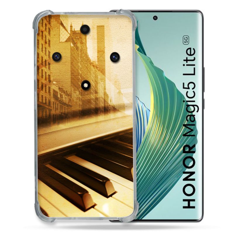 Coque Renforcée Pour Honor Magic 5 Lite Musique Piano Retro