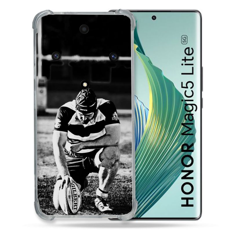 Coque Renforcée Pour Honor Magic 5 Lite Sport Rugby Noir Blanc