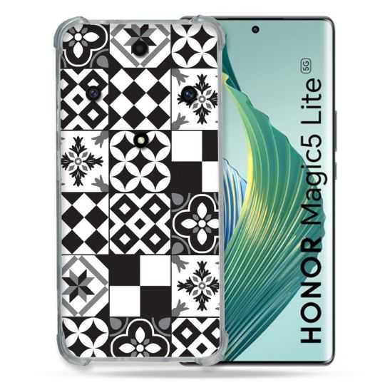 Coque Renforcée Pour Honor Magic 5 Lite Texture Carreau Ciment Noir