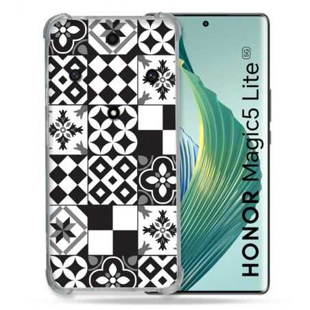 Coque Renforcée Pour Honor Magic 5 Lite Texture Carreau Ciment Noir