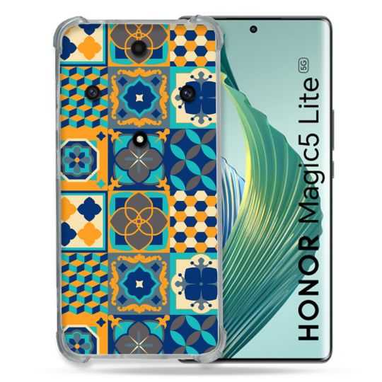 Coque Renforcée Pour Honor Magic 5 Lite Texture Carreau Ciment Orange