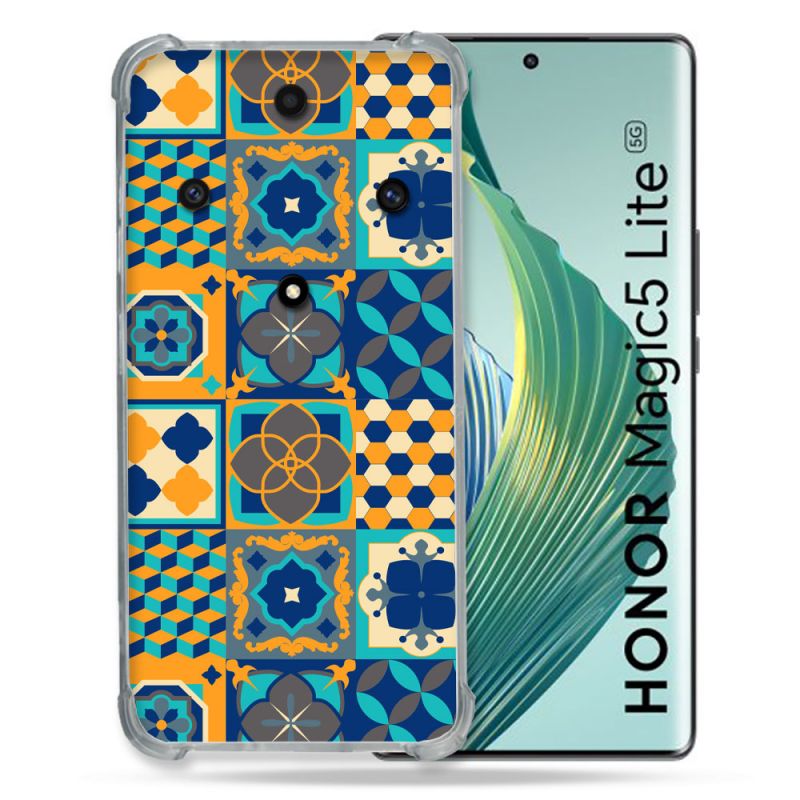 Coque Renforcée Pour Honor Magic 5 Lite Texture Carreau Ciment Orange
