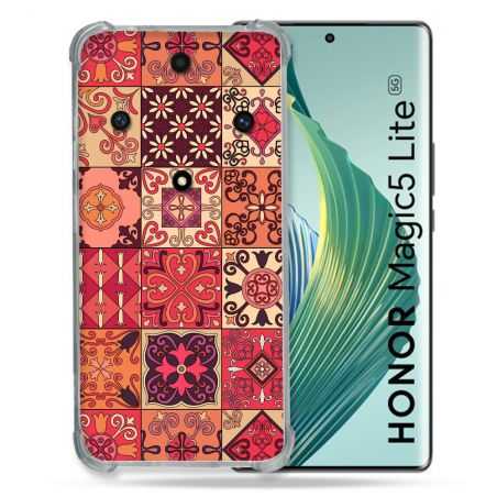 Coque Renforcée Pour Honor Magic 5 Lite Texture Carreau Ciment Rouge