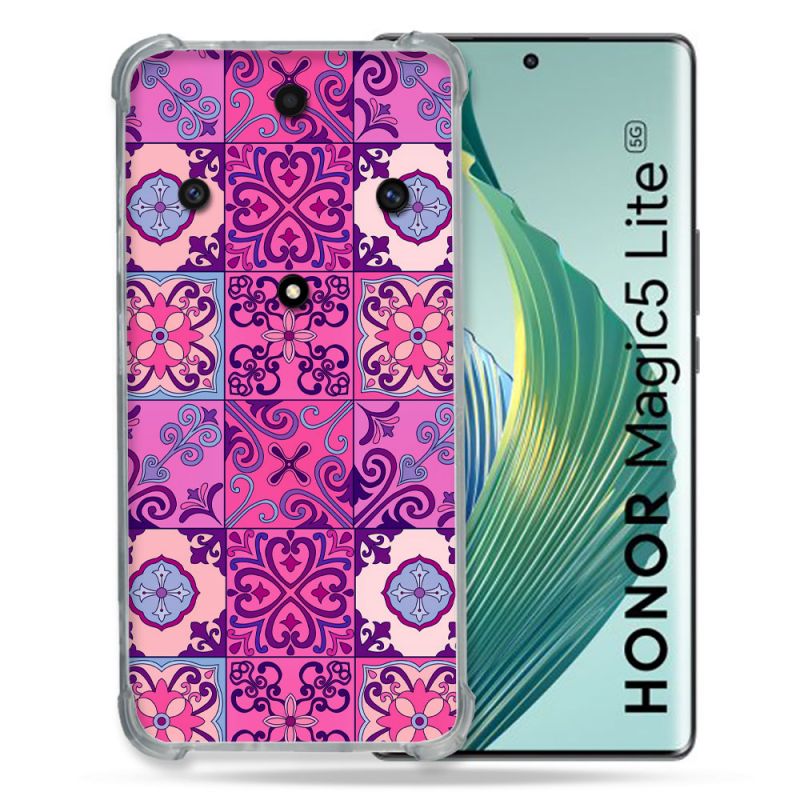 Coque Renforcée Pour Honor Magic 5 Lite Texture Carreau Ciment Violet