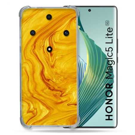 Coque Renforcée Pour Honor Magic 5 Lite Texture Marbre Jaune