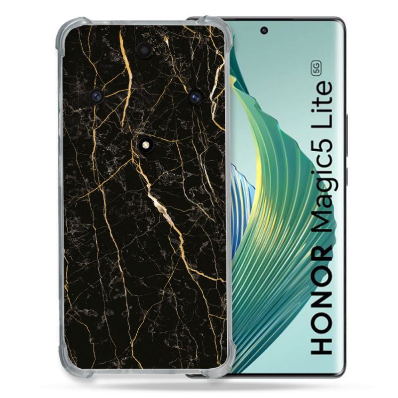 Coque Renforcée Pour Honor Magic 5 Lite Texture Marbre Noir
