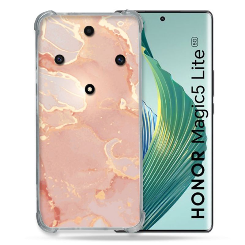 Coque Renforcée Pour Honor Magic 5 Lite Texture Marbre Rose