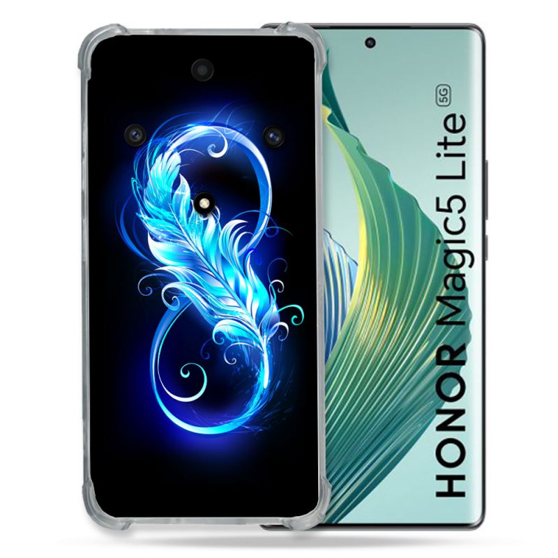 Coque Renforcée Pour Honor Magic 5 Lite Texture Plume Infini Bleu