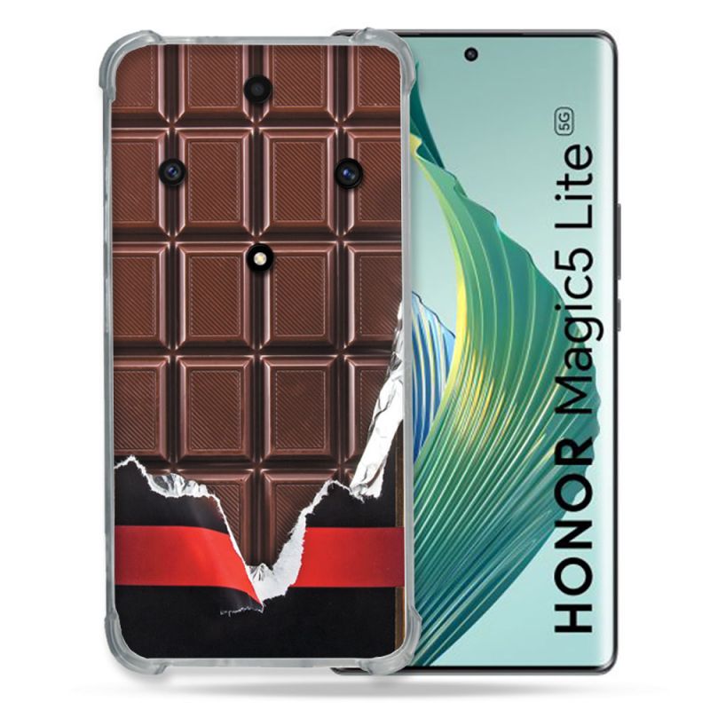Coque Renforcée Pour Honor Magic 5 Lite Texture Trompe Oeil Chocolat