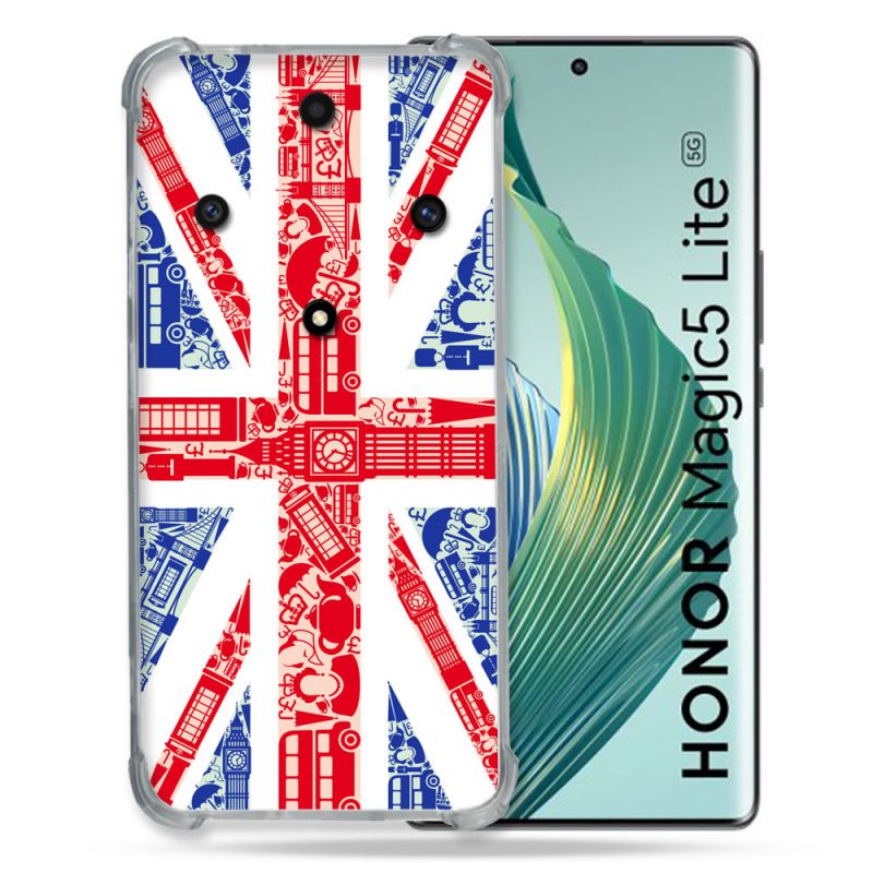 Coque Renforcée Pour Honor Magic 5 Lite Voyage Angleterre Blanc
