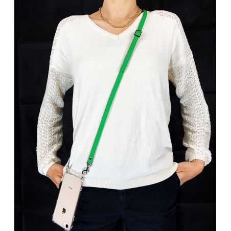 Coque Renforcée Transparente Pour Honor Magic 5 Lite avec Lanière / Bandoulière / Cordon Cuir 2 Vert