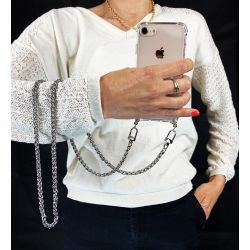 Coque Renforcée Transparente Pour Honor Magic 5 Lite avec Lanière / Bandoulière / Cordon Metal Serpent Argent