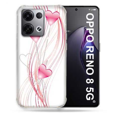 Coque Renforcée Pour Oppo Reno 8 5G Amour Coeur Rose Montant sur Blanc